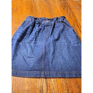 Med LOFT Outlet Denim Blue Jean Paper Bag Elastic Waist Pullon Over Knee Skirt